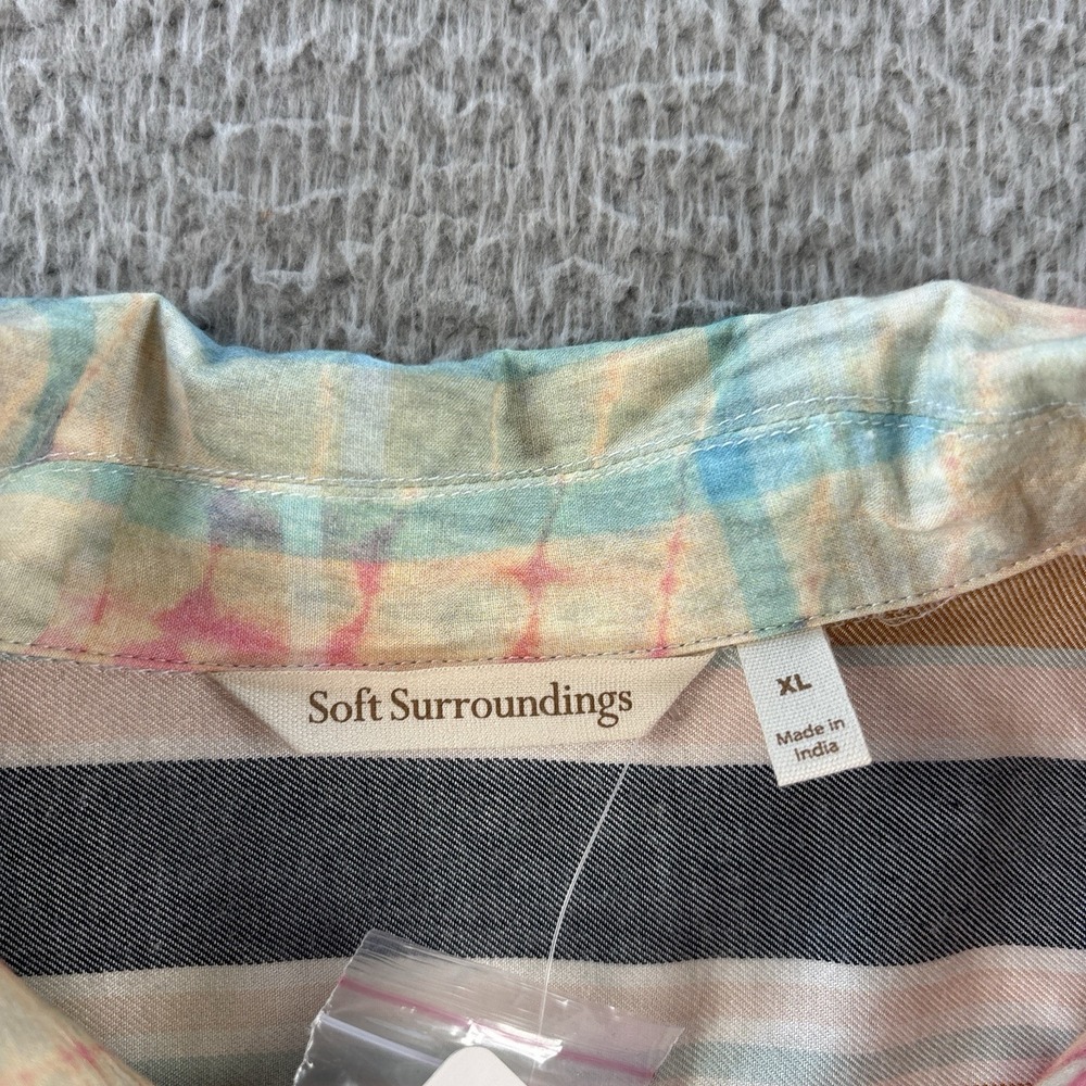 Soft Surroundings Descansa Tunic Shirt Womens XL Button Up Aquatic Patchwork NWT - Picture 9 of 12
